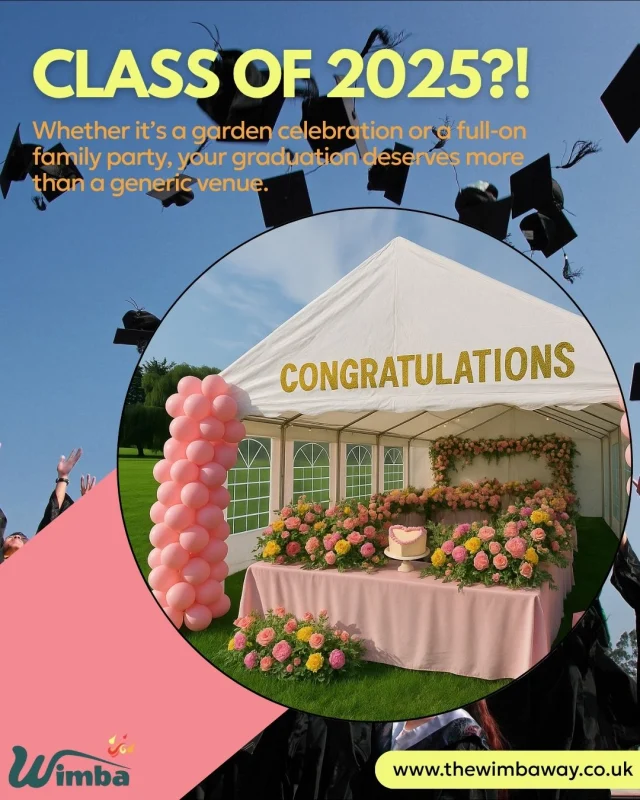 Whether it’s a garden celebration or a full-on family party, your graduation deserves more than a generic venue.

✨ Let’s create a space that’s all yours - beautiful, memorable, and stress-free.
🎉 DM us or head to www.thewimbaway.co.uk to start planning!

#GraduationParty #ClassOf2025 #WimbaMarquees #GraduationCelebration #MarqueeHire #OutdoorEvents #UKEvents #CelebrateInStyle #EventPlanning